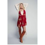 Free People Lovely Day Printed Tie Tunic Dress Women's Medium Red Floral Boho Photo 5