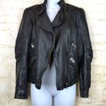 ZARA Moto Lamb Leather Jacket Women XS Black Cropped Multi Zipper Biker Rock VTG Photo 8