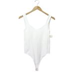 Free People NWT White Clean Lines Scoop Neck Sleeveless Thong Bodysuit Size M/L Photo 1