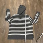 CAbi Hoodie Women's L Gray White Striped Rope Lace Up V Neck Hooded Tie Preppy Photo 13