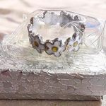 Large White Floral sunflower Thumb band/ring. Silver Photo 1