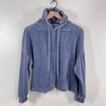 UGG  Women's Velour Pullover Hoodie Periwinkle Blue Drawstring Large‎ Lounge Soft Photo 1
