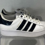 Adidas  Superstar Bonega Platform Black White Gold Youth Size 6.5 Women's Size 8 Photo 0