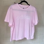 Adidas  pink crop‎ top logo poly cotton blend medium NEW Photo 0