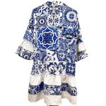 Boston Proper Positano Tiles Print Eyelet Inset Tiered Dress Sz 12 Photo 3