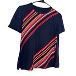Tory Burch Kayla Asymmetric Striped T-Shirt Photo 0