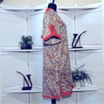 Vintage 70s Kimono Style Floral Print Dress Size Small Red Photo 4