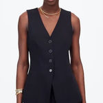 Madewell NWOT  Cutaway Long Vest In Jet Black Size 2 Photo 0