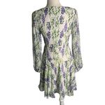 Here Comes the Sun  Faux Wrap Mini Dress S White V Neck Lined Sheer Sleeves Zip Photo 3