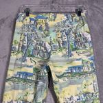 Bentley A Pants Womens 4 Blue Yellow Scenic Print Cropped Capri Bohemian Coastal Photo 4