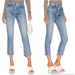 AGOLDE Riley High Rise Straight Crop Distressed Hem Endless Blue Size 32 NWT Photo 2