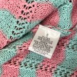 Pink Lily  Summer Sass Pink and Mint Striped Crochet Mini Dress small cover up Photo 5