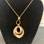 Gold Waterdrop Brushed Pendant on a Gold Rope Chain Photo 1