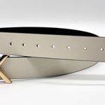 Calvin Klein Cream Belt Gold Buckle Monogram Logo Plaque Reversible Belt Large Photo 3