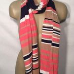 Style & Co striped Rectangular Coral & Blue Scarf Scarve NEW Photo 2