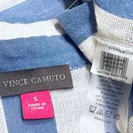 Vince Camuto NEW High Low Relaxed Fit Knit Striped Short Sleeve Button Down Top Photo 3