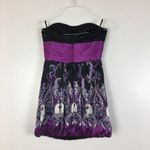 Bebe Silk Paisley Print Bubble Hem Strapless Dress Photo 4