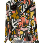 Big Dart Abstract Geometric Print Button Down Shirt Funky UK Size 10 (US 6) Green Photo 0