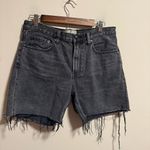 Everlane  Denim Shorts in Washed Black High Rise Long Inseam Raw Hem- Size 28 Photo 4