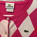 Lacoste VTG  Size 34 XS Pink/Orange Argyle Button Up Fitted Cardigan Sweater Photo 5