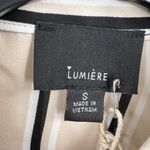 Lumiere Striped Button Front Tie Waist Long Sleeve Top Small New Photo 2