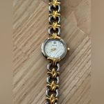 Bulova Diamond Vintage Ladies Watch Two-Tone Bracelet Case Shimmery Silver Dial Photo 3