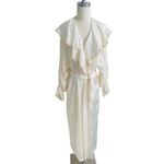 Vintage Etienne Cream Lace Trim Robe Women’s Small Elegant Satin Peignoir Yellow Photo 1