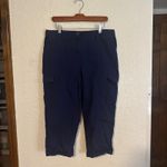 Chico's  1.5 Navy Blue Cargo Capri Pants Cropped Lightweight Cotton Spandex Medium Photo 8