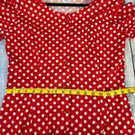 Sears Vintage Red White Polka Dot Dress 80's Long Sleeve Minnie Mouse Midi Dress Size M Photo 6