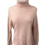 J.Crew Pink Wool Foldover Ribbed Knit Long Sleeve Pullover Sweater Top Size M Size M Photo 0