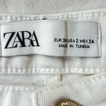 ZARA  Trafaluc Distressed Mid Rise Straight Leg Girlfriend Jeans White Size 2 Photo 2