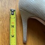 Ann Taylor Classic Leather Heel Pumps Khaki Suede Snake Print, Size 7.5 Photo 2