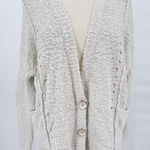 Free People  Chunky Knit Oversized Cardigan Sweater Small Cream Cozy Wool Blend S Photo 0