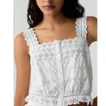 NWT GAP x Doen Eyelet Cropped Tank Top in White Relaxed Blouse L Size L Photo 0