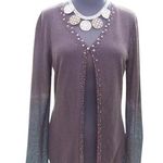 Chicos Brown Sequin Cardigan Knit Top New Beaded Embellished $88 NWT Photo 0