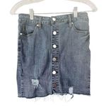 Rue 21  Button Front Distressed Stretch Denim Mini Skirt Juniors Size Small Photo 0