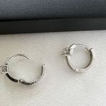 15mm CZ Cross Hoop Earrings for Men Women Streetwear Unisex Hip Hop Style Silver Photo 2