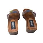 Bongo Vintage Y2K 90s Leather Buckle Wood Wedge Platform Open Toe Clogs Sz 6 Photo 2