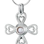 cross of hearts silver pearl cage necklace Photo 0
