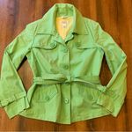 Talbots Trench Coat with Belt 6 Petite Lime Green Yellow Dotted Lining Rain Coat Photo 0