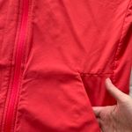 Adidas Orange Coral Hooded Full Zip Lined Pockets Logo Windbreaker, size M Photo 4