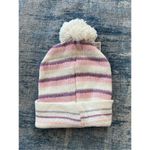 NWT! Juncture White Pink Purple Stripe Beanie Hat w Pom Womens OS Photo 1
