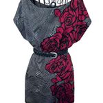 Forever 21 EUC Geometric Rose Knit Dress | Abstract Fuschia Floral Pattern Photo 0