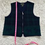 Requirements Vintage 100% Wool Large Scottie Dog Sweater Vest Full Zip Navy Blue Green Womens Photo 5
