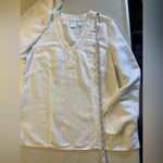 Emma James Women’s Linen Blend Embellished White Tunic Size 14 Photo 12