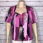Simonton Says Designed by George Simonton Size 2X Purple & Gold Necklace Blouse Photo 0