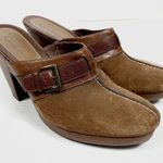 Cole Haan Brown Suede and Leather Buckle Clogs Photo 0
