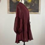 VICI  Womens Size Large Manchester Balloon Sleeve Maroon Black Plaid Dress Photo 3