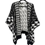 Chico's NWT Black White Houndstooth Knit Ruana Reversible Covering Poncho Sz S/M Photo 1