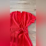 J.Crew Factory Textured Knit Wrap Dress bright cerise orange red size large Photo 4